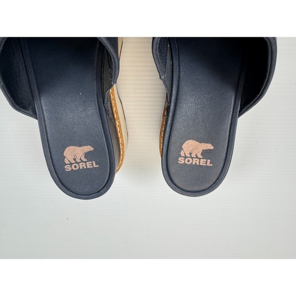 Sorel Joanie IV Slide Wedge Sandal Women 10.5 EUC Leather Platform Mules Flats - Picture 10 of 11
